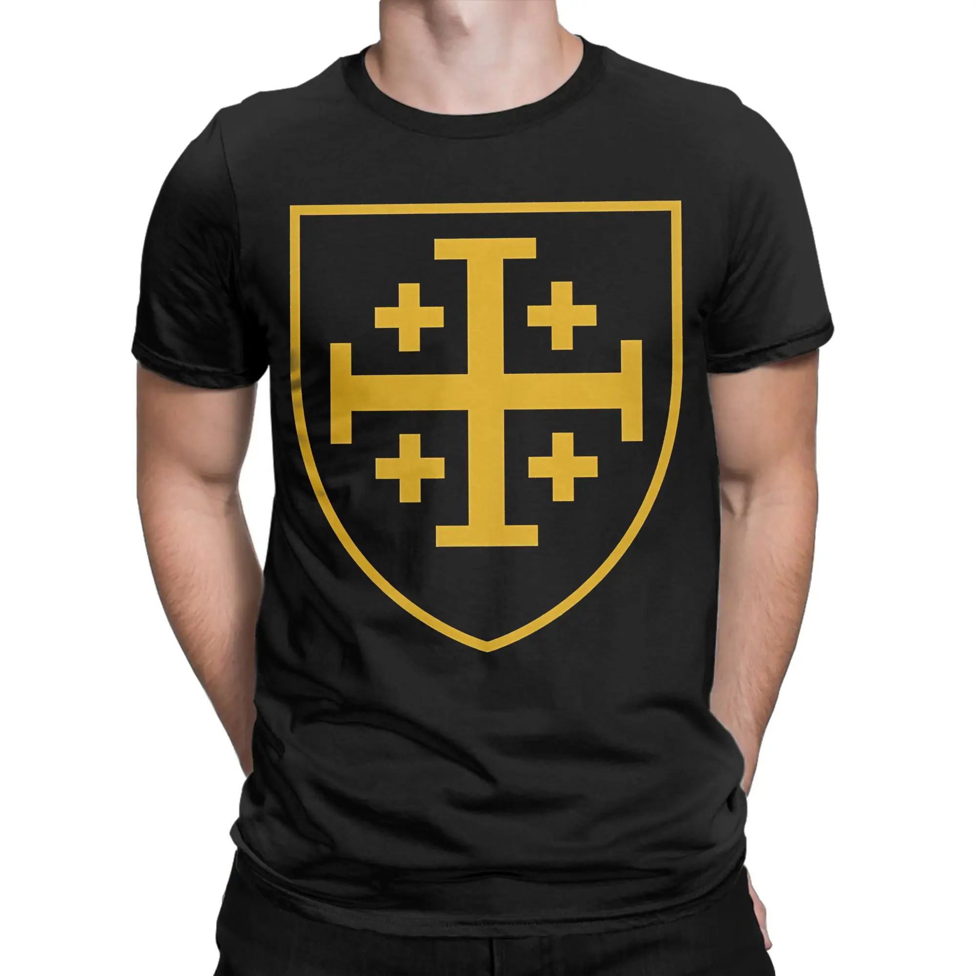 Funny Jerusalem Cross  T Shirt Men's Cotton Short Sleeve Templar O-neck Summer Top Tee