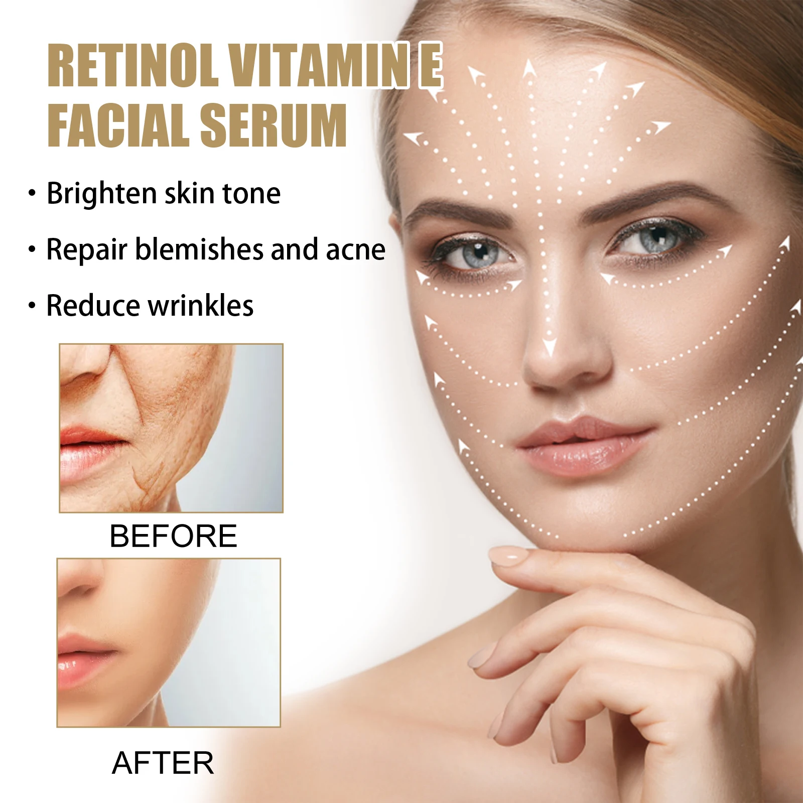 Retinol Facial Essence Nourishing Skin Moisturizing Oil Control Anti-Puffiness Shrinking Pores Skincare Brightening Facial Serum