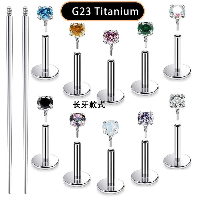 Fashion Titanium Nose Lip Stud Piercing Cubic Zirconia Ear Studs Cartilage Tragus Piercing Jewelry