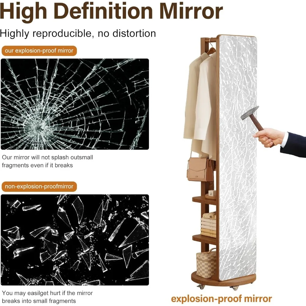 مرآة كاملة الطول على الأرض من الخشب الصلب، مقاس 66 × 12 بوصة، مثالية لغرف النوم وغرف المعيشة