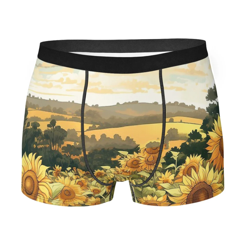 Girassol Pintura Boxer para homens, cuecas Boxer, cuecas altamente respiráveis, presente de ideia de alta qualidade