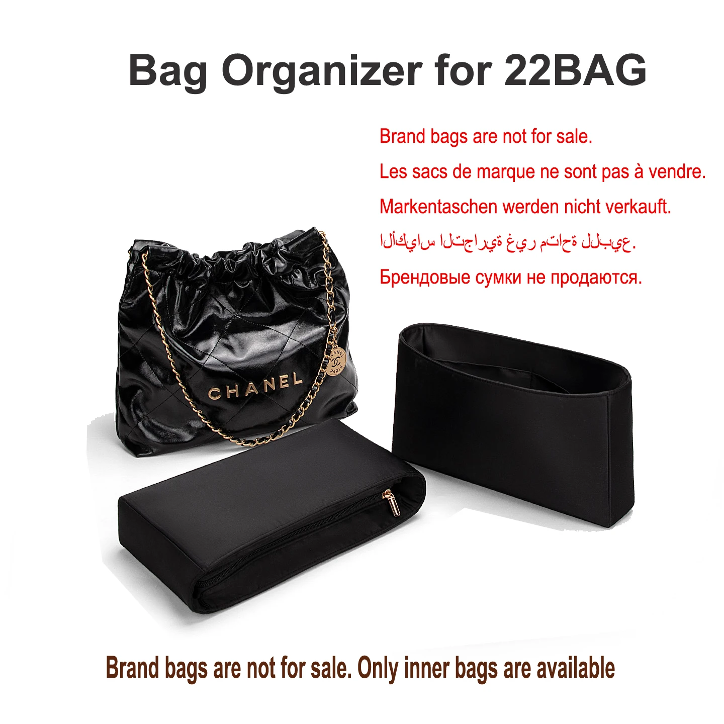Exquisite High Quality Acetate Satin Exclusive Bag Organizer for Chanel 22 Bag Inner Bag Insert Bag Supports