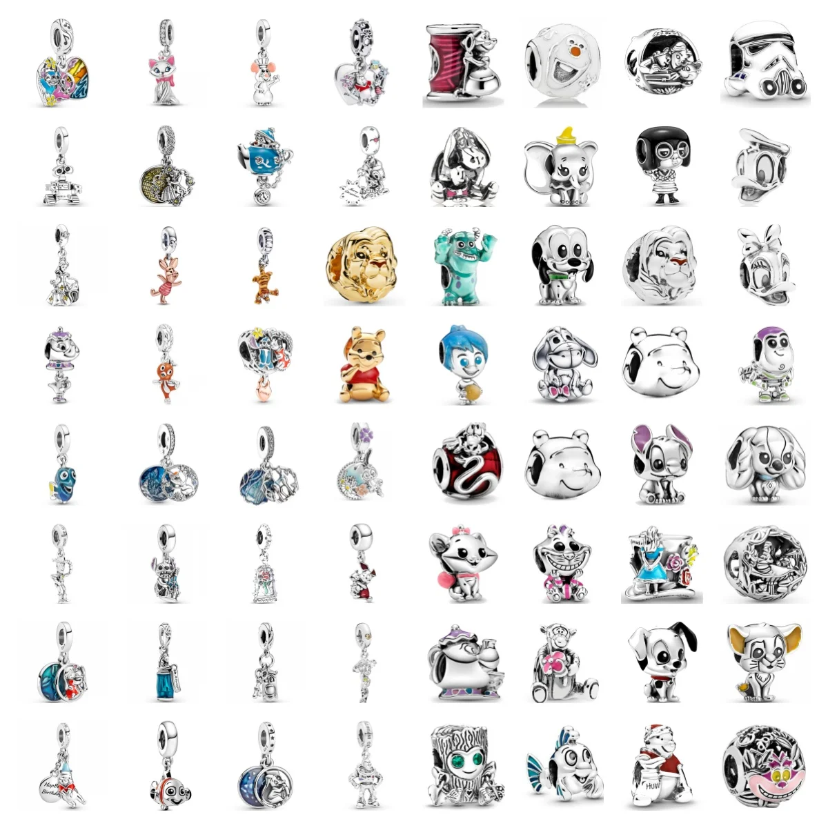 New Hot Charm Donald Duck Vigny  Dumbo Beads Necklace Pendant Fit Original Pandora Bracelet Jewelry 925 Sterling Silver plated