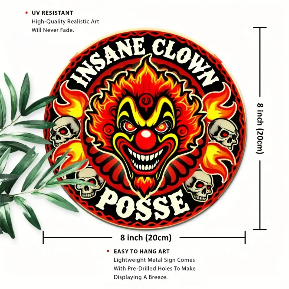 قطعة واحدة من لافتة الألومنيوم المعدنية "Insane Clown Posse"، مقاس 8 × 8 بوصة، سهلة التعليق، فن جداري متين للاستخدام الداخلي والخارجي، المنزل، البار