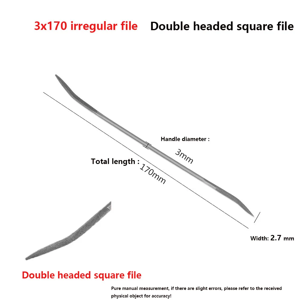 3X170mmDiamond File Set Needle File Set Elbow Curved File Bend Head Mini Needle File For Stone Glass Metal Carving Craft High Qu