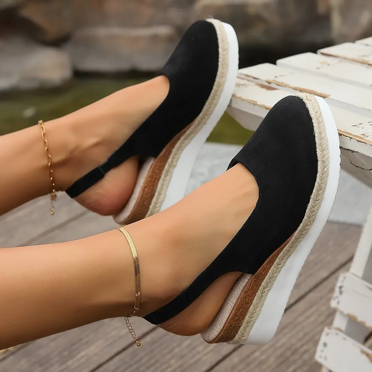 Women Summer Plain Wedge Sandals Bohemian Handmade Ladies Casual Comfortable Espadrilles Platform Pumps Shoes Sandalias De Mujer