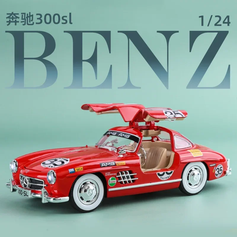 1:24 Mercedes-Benz 300SL Alloy Car Model Sound and Light Pull Back Children's Toy Collectibles Birthday gift C357