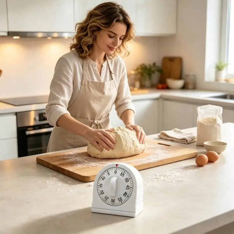 Mechanical Wind Up Kitchen Timer with ABS Housing, Rotating Minutes Dials and Loud Alarm, Manual Time Management Tool for 37JD