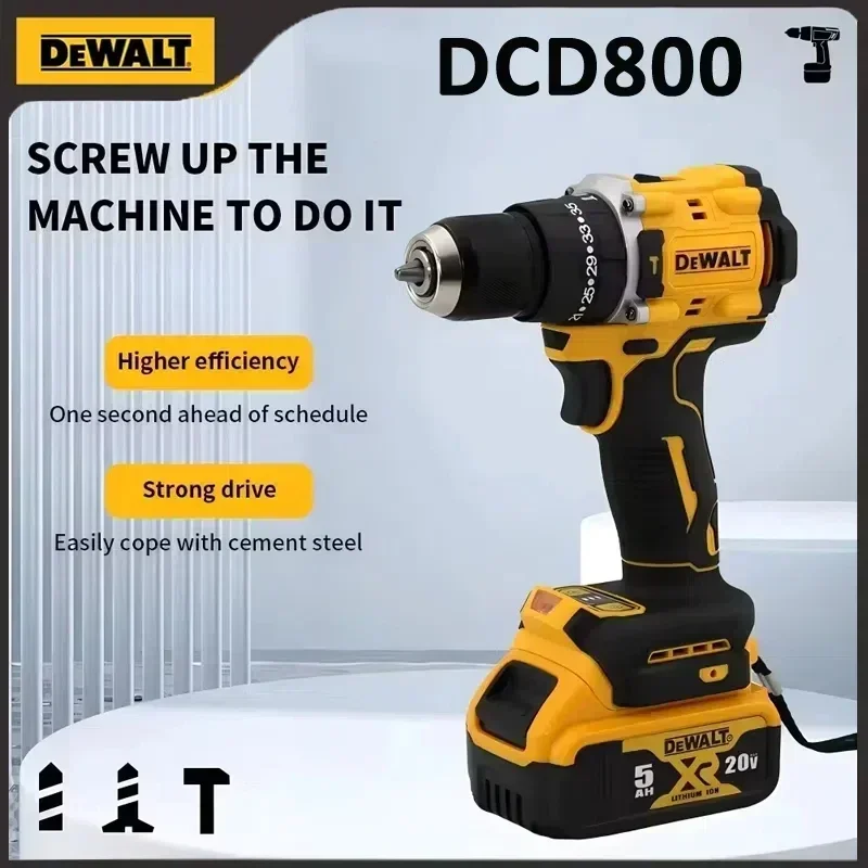 Dewalt DCD800 2000 об/мин аккумуляторная ударная дрель 1/2 дюйма бесщеточная электрическая отвертка литиевый электрический инструмент для батареи Dewalt 20 В