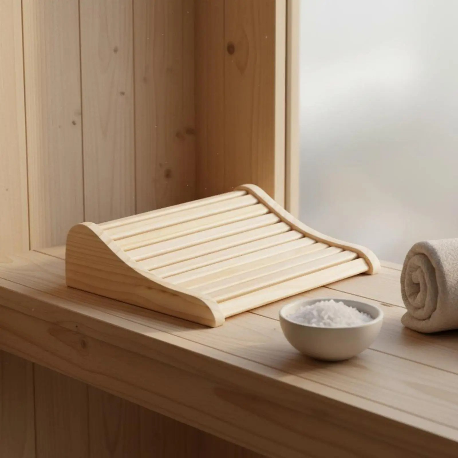 Pine Wood Sauna Pillow Neck Support Headrest for Steam Room Sauna Bench Ergonomic Backrest Heat Resistant Spa Accessory for Home
