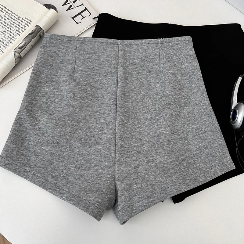 Women New Casual High Waist Zipper Yoga Shorts Simple Slim A-line Sports Shorts Fitness Running Solid Trousers Summer Hot Shorts