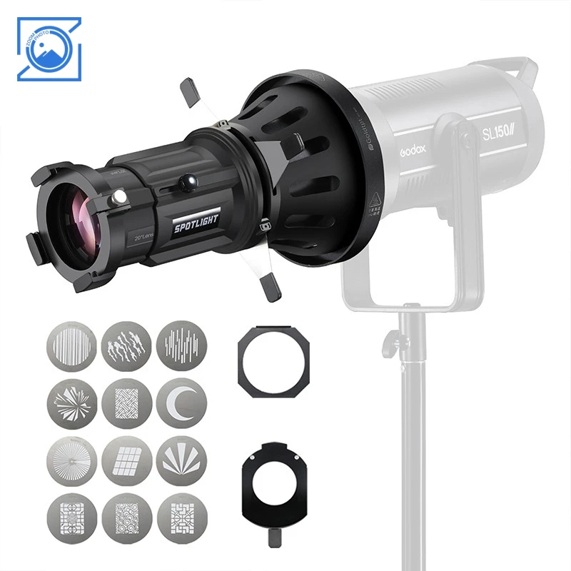 

Фотография OT1 PRO III Focalize Conical Snoot Оптический конденсатор Художественный проекционный прожектор для освещения камеры Bowens