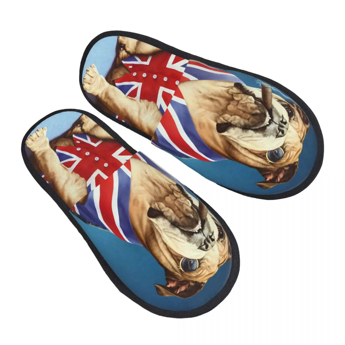 

Custom Print Women English Bulldog House Slippers Soft Warm English Flag Memory Foam Fluffy Slipper Indoor Outdoor Shoes