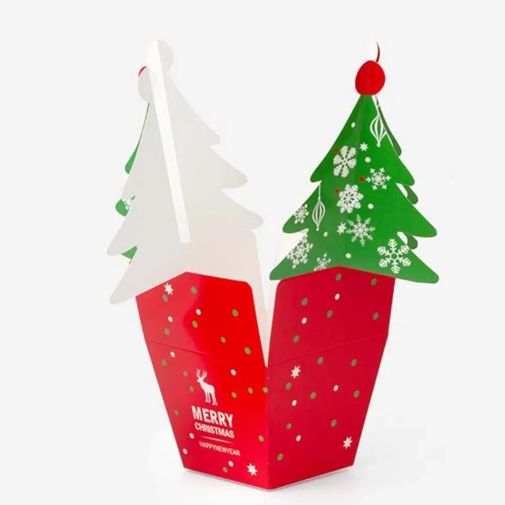 10 Pcs Paper Christmas Tree Candy Box DIY Good Load-bearing Christmas Gift Box Large Capacity Reusable Gift Packaging Box