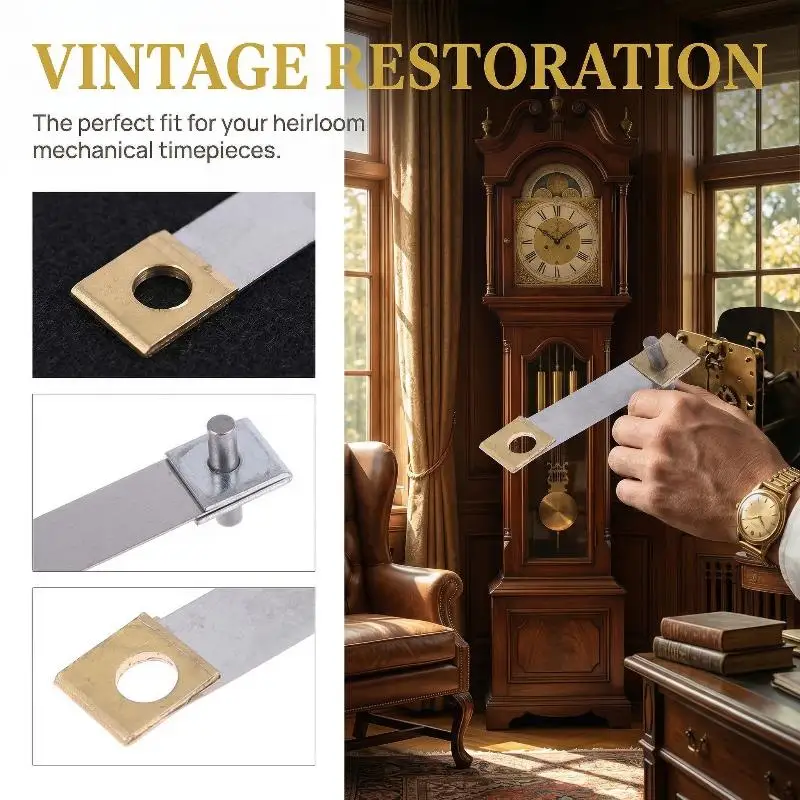 Kit de piezas para reloj de pared mecánico, base de metal estilo antiguo, reemplazo de péndulo y resorte para decoración vintage del hogar y reparación