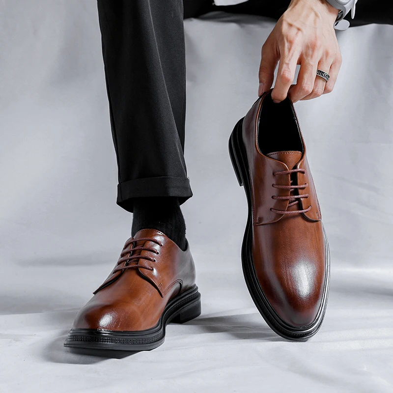 2024 Height Boosting Men's Formal Shoes 3/6/8cm Spring Classic Fashion Business Luxury Men's Versatile Oxford Suit Shoes