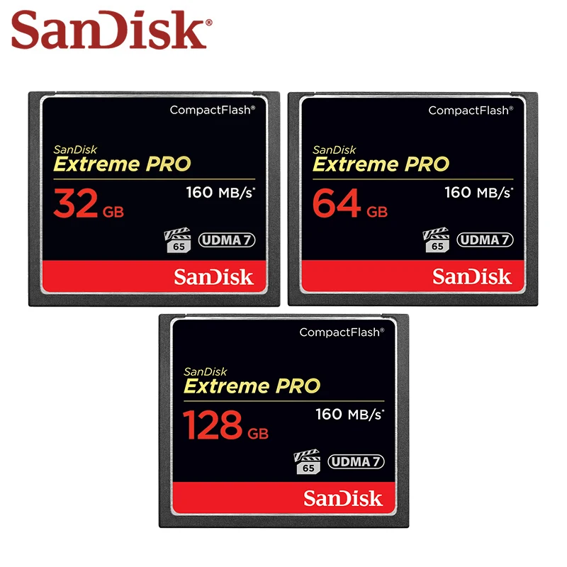 SanDisk CompactFlash Memory Card Extreme Pro 4K UDMA7 read speed up to 160MB/s 64GB 128GB Original CF Card for Camera Shooting