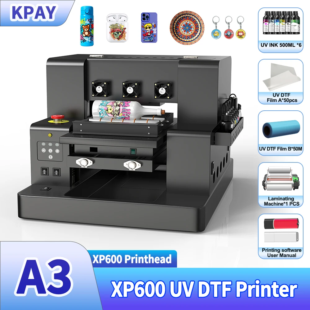 

УФ-принтер A3 XP600 DTF L805 УФ-принтер Планшетная УФ-печатная машина для УФ-наклеек Печать Металл Акрил Дерево Принтер A3 UV DTF