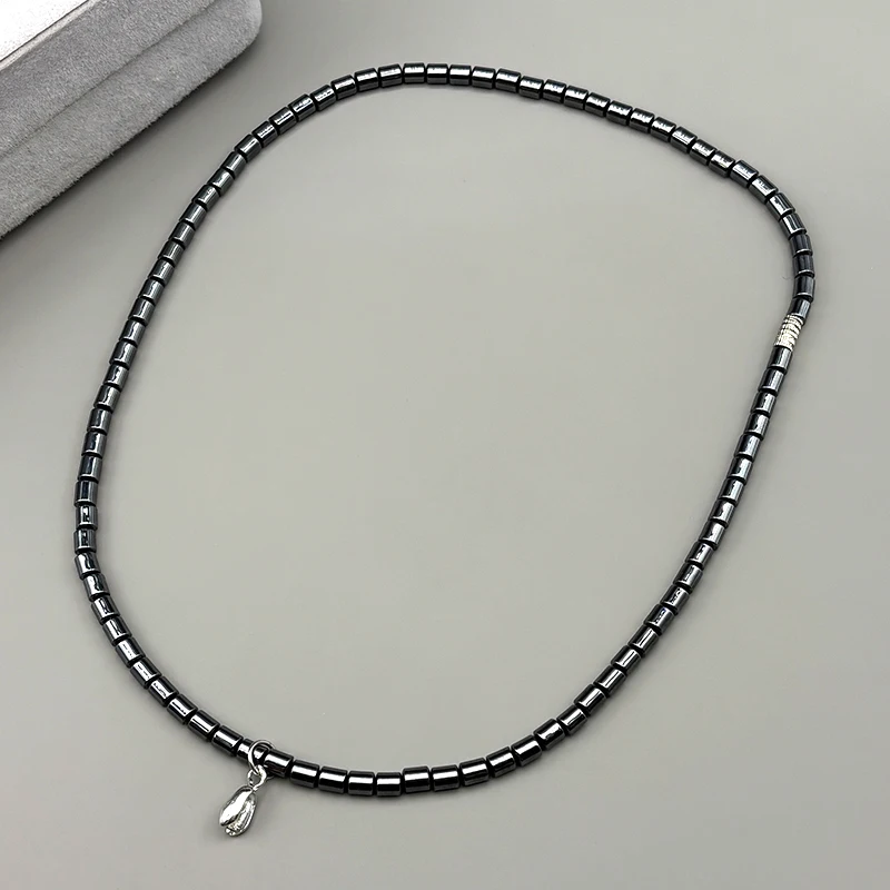 

Fashion Terahertz Beads Necklace Stress Relief For Daily Wear Trace Element Male Punk Diy Jewelry Making For Wellness