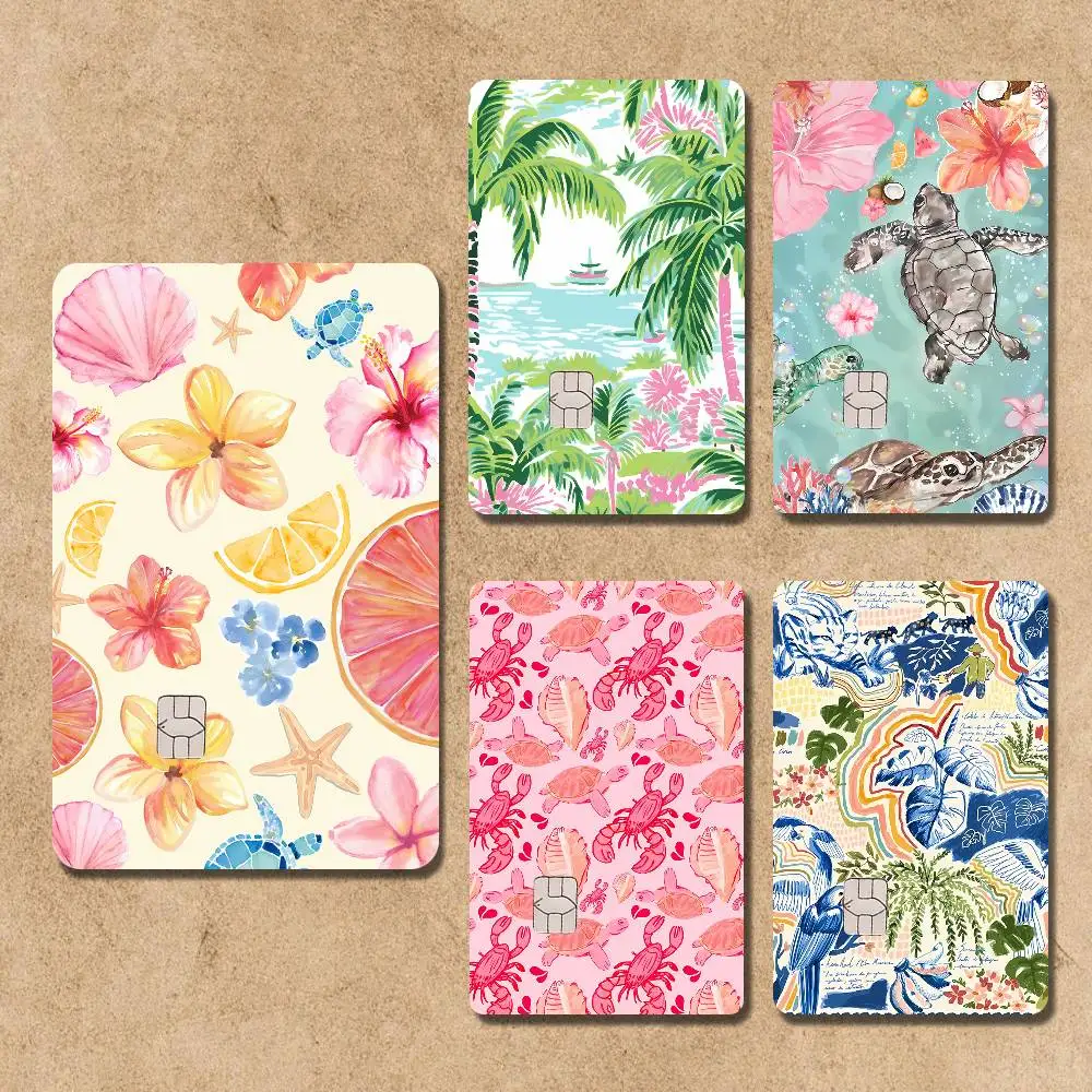 

Tropical Preppy Card Stickers Credit Visa Debit Bank Charge Card Bus Metro Waterproof Sticker Decal Decoration