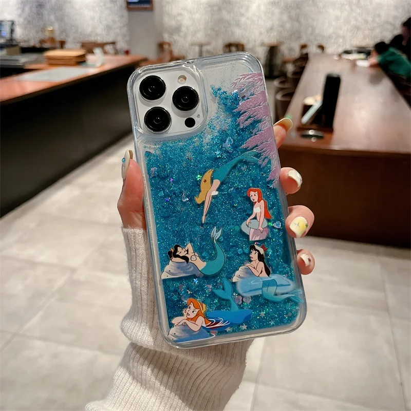 Colorful Mermaid Quicksand Phone Case for Iphone 7 8 Plus X XS XR MAX 11 Pro 12 13 14 15 Plus SE 2020 Bling Shell Glitter Cover