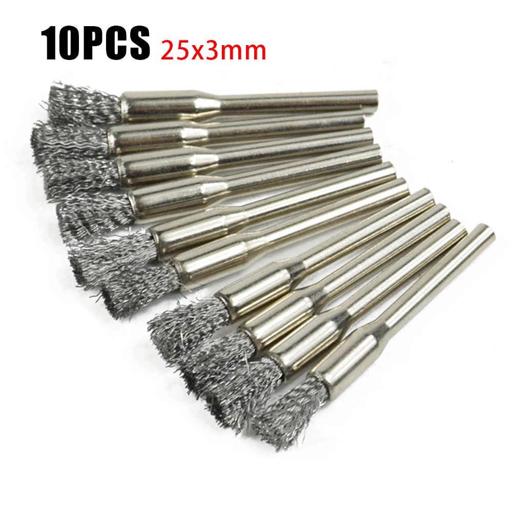 ステンレス鋼ワイヤーブラシ,5x3mm,10個,回転工具,研磨,ドレメル