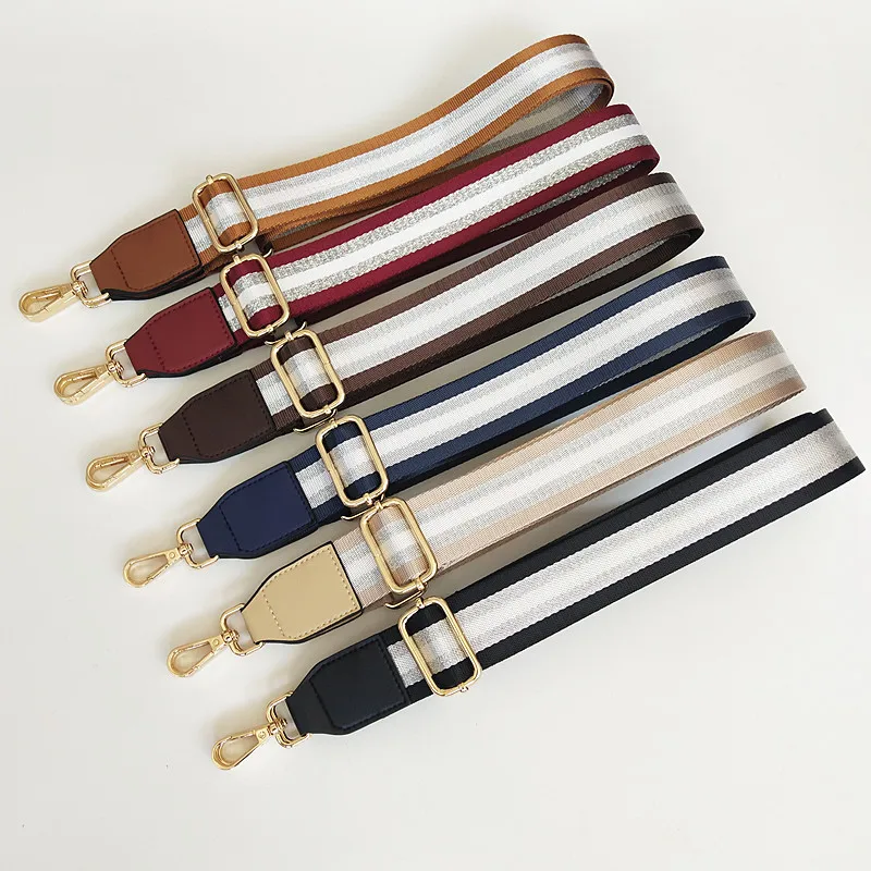 

Аксессуары для сумок Регулируемый сменный ремень в полоску с косым портом Увеличенный ремень Уменьшенная нагрузка Серебряная проволока Широкий плечевой ремень