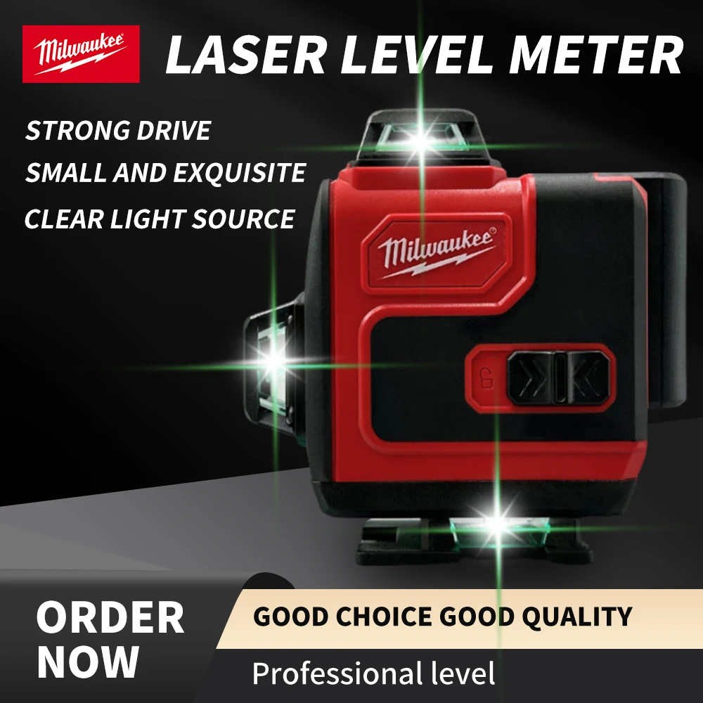 Milwaukee Laser Level Green 16 Lines 4D Self Leveling 360 Horizontal And Vertical Super Powerful Laser level Beam  Construction