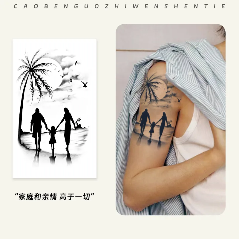 

Новые живописные семейные татуировки с травяным соком, наклейки, полупостоянные цветы, водонепроницаемые, стойкие, с любовью, поддельные татуировки для мужчин и женщин Tatuajes