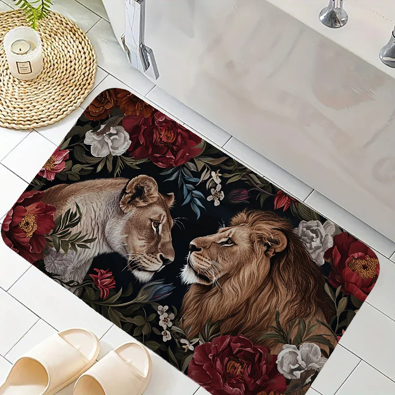 Lion Love Non Slip Carpet for Kitchen Rug for Bed Room Mats Bath Mat Balcony Entrance Door Doormat Super Absorbent Bathroom Rug