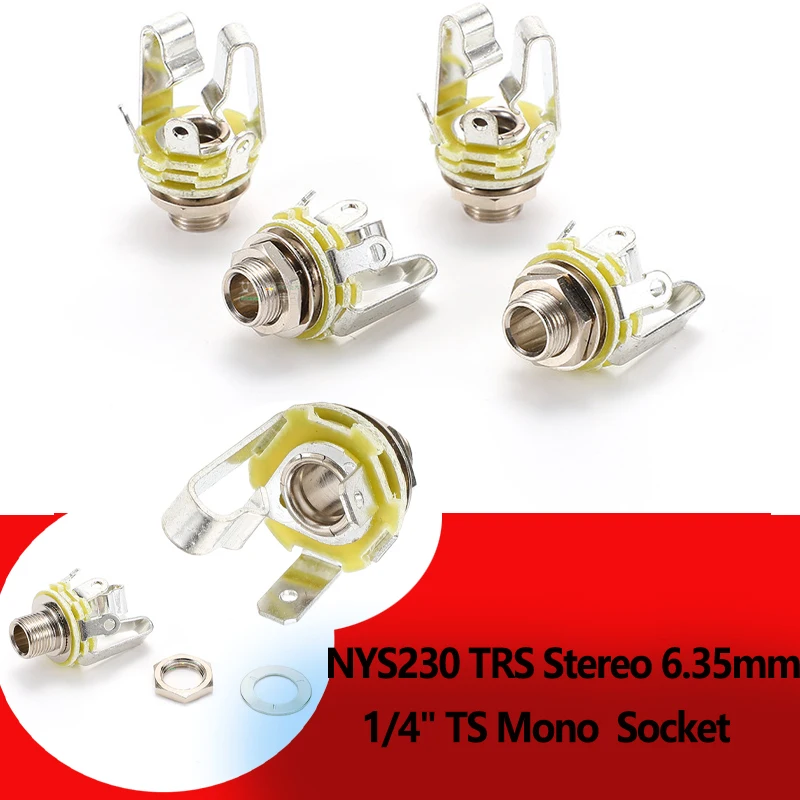 NYS230 6.35mm Stereo Panel Mount Audio Female Jack, Metal 1/4