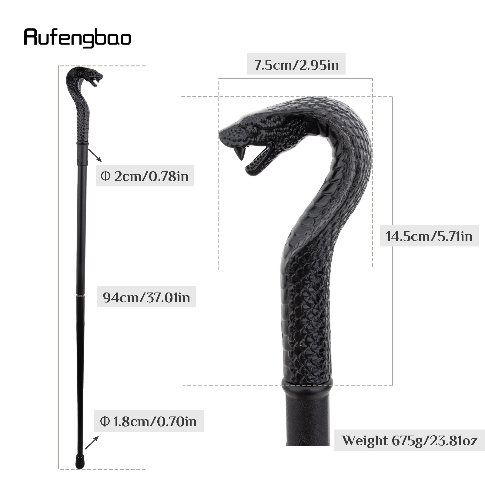 Preto de luxo cobra lidar com moda bengala para festa decorativa bengala elegante botão crosier bengala 94cm