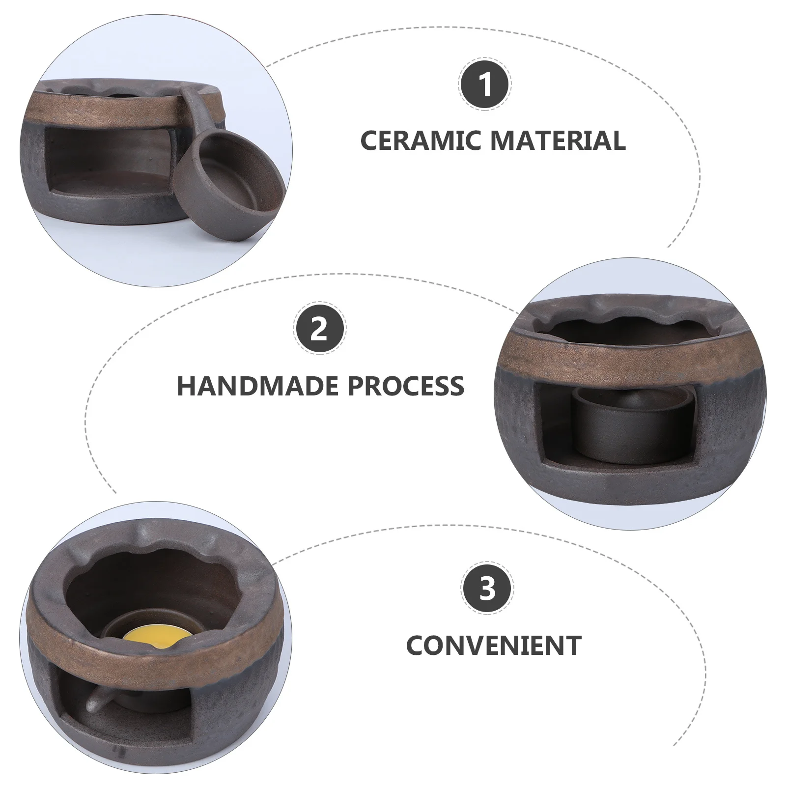 

1Pcs Warm Tea Stove Teapot Warmer Ceramic Stand Retro Style Handmade Craft Stone Mill Inspired Tea Heater for Home and