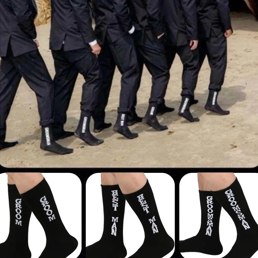 

Мужские свадебные носки для жениха, черные толстые хлопковые носки в стиле хип-хоп, новинка, носки с героями мультфильмов, носки из чесаного хлопка, черные праздничные длинные носки
