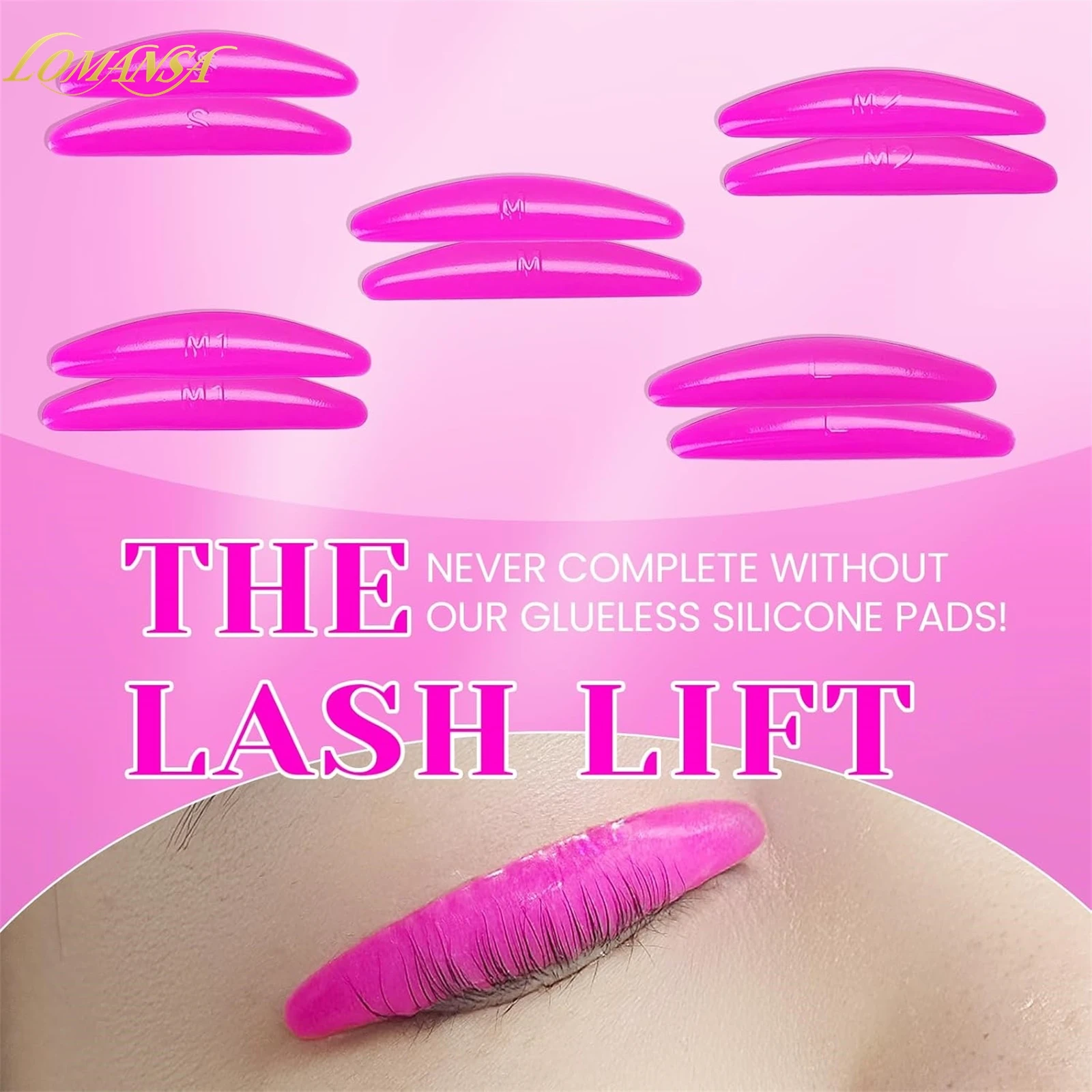 Lomansa 5 أزواج منصات الجفون لزجة للغاية خالية من الغراء قابلة لإعادة الاستخدام جلدة قضيب درع رفع ثلاثية الأبعاد رمش بكرة الشعر اكسسوارات ماكياج أداة