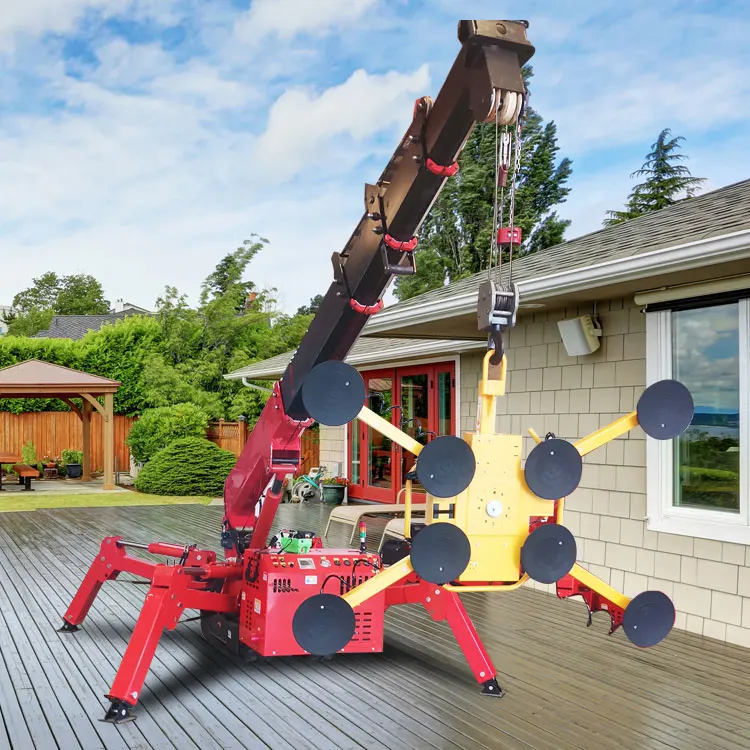 Remote Control 3 Ton 5 Ton 8 Ton Mini Crawler Spider Glass Lifting 10m to 22m Telescopic Boom Spider Crane for Sale