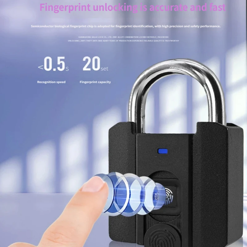 Biometric Smart Fingerprint Padlock Zinc Alloy Manual Key Locker Cabinet Storage Box Door Security Intelligent Metal Lock