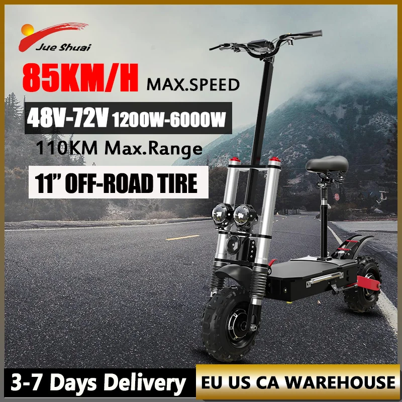 

85KM/H Top Speed Electric Scooter 1200W-6000W Powerful Dual Motor Scooter Electric Dual Shock Apsorption E Scooter for Adults