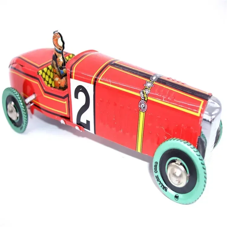 

[Funny] Adult Collection Retro Wind up toy Metal Tin The red sports car F1 Racing Mechanical toy Clockwork toy figures kids gift