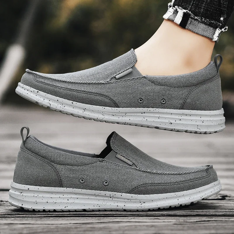 New Men's Canvas Shoes Breathable Casual Shoes Luxury Brand Men Loafers Lightweight Boat Shoes Outdoor Vulcanize Sneakers