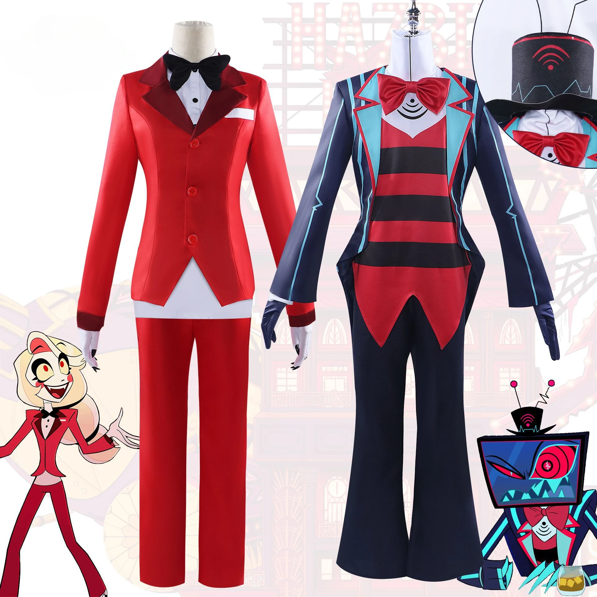 

Hazbine Hotel Anime Cosplay Costume Women Charlie Morningstar Television Evil Vox Cosplay Performance Uniform Suits