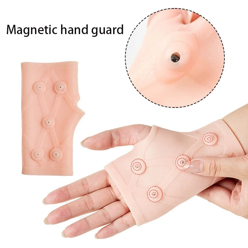 Silicone Fingerless Gloves Magnetic Wrist Support Outdoor Gl