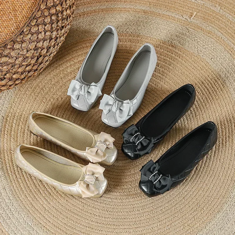 

Elegant Bowknot Ballerina Flat Women's Round Toe Comfort Slip-On Ladies Loafers Footware Mules Zapatillas Mujer 2024