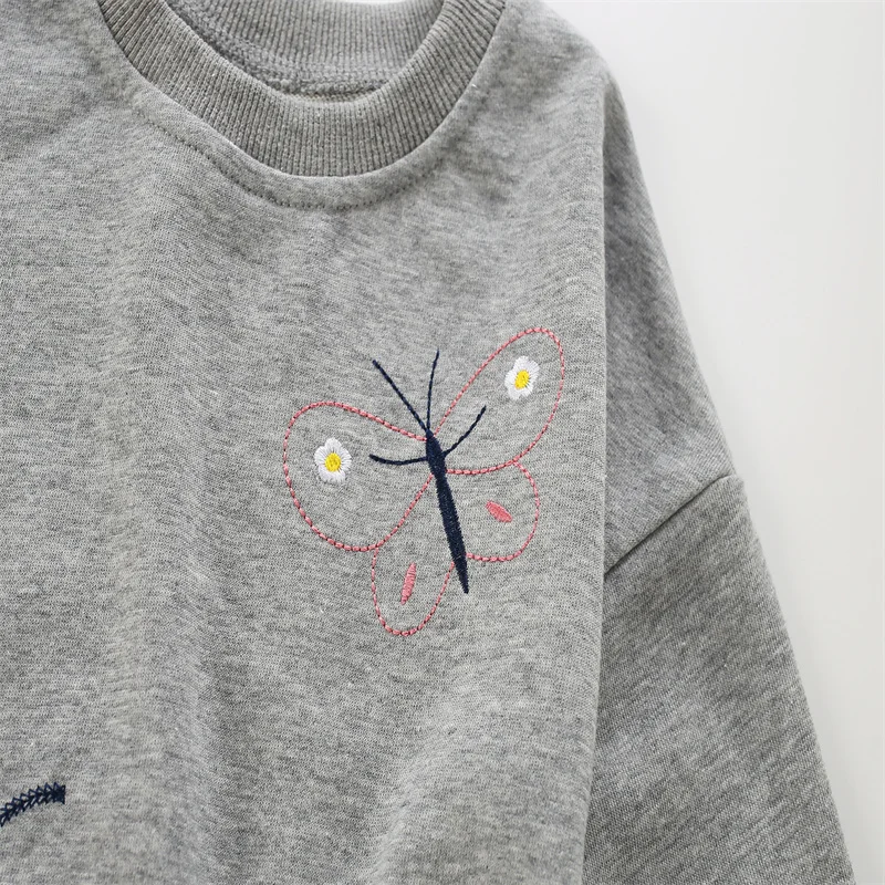 Jumping Meters Modische Mädchen-Sweatshirts mit Schmetterlingsmotiv für Kleinkinder, Kinderkleidung, Herbst, Frühling, Sport, Baby-Kapuzenshirts, Kleidung, Hemden – Detail 4