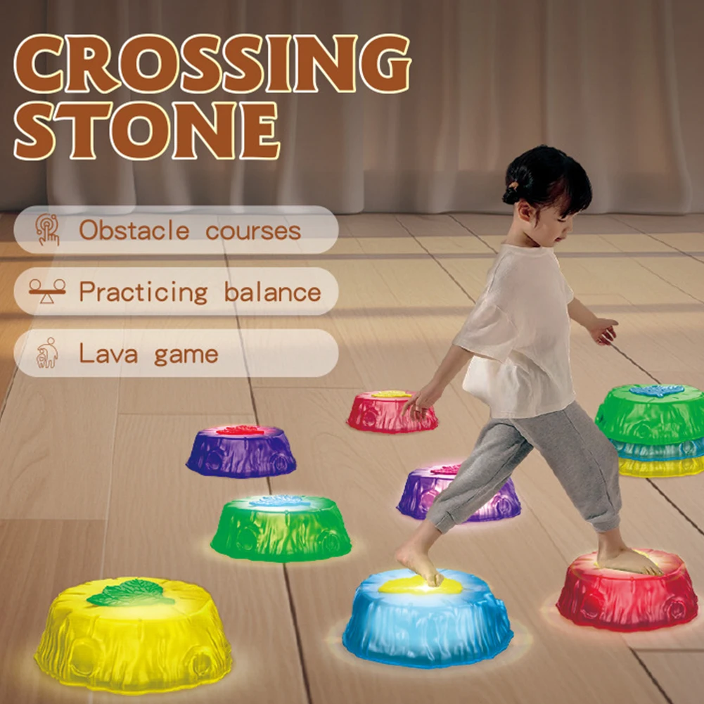 Stepping Stones for Kids 6/8 Light up Balance Stepping Stones Sensory Toddler Stepping Stones for Promoting Toddler's Balance