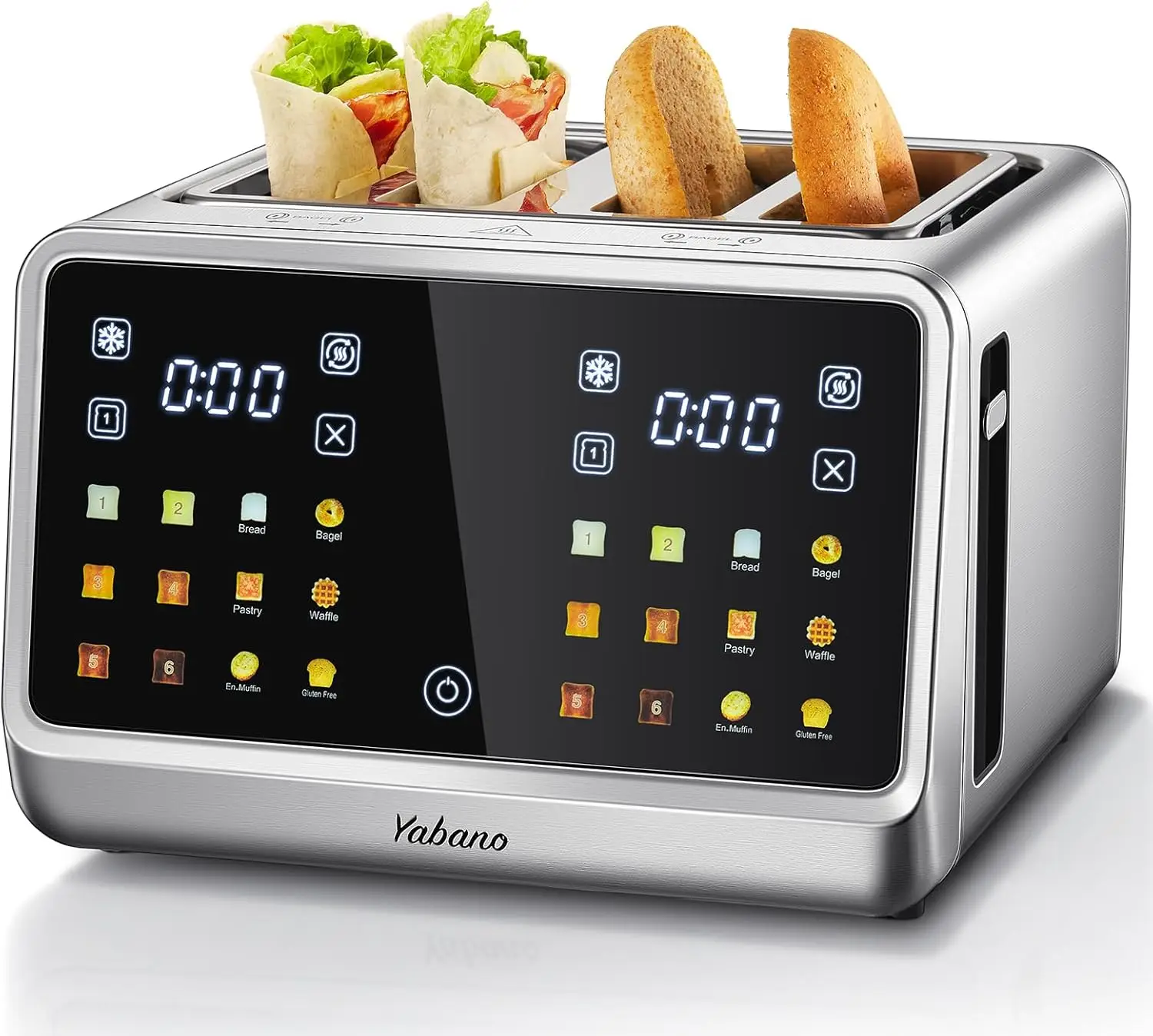 Kitchen Smart Touch 4-Slice Toaster, Stainless Steel, Compact Design, 6 Shade & Bread Settings