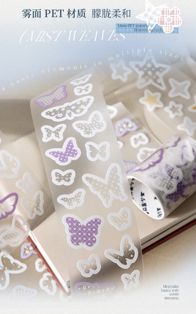 Journal GO 4,5cmx2m Nebel-Matt PET-Klebeband-Aufkleber mit Grundelementen und Gittermustern für Scrapbooking und kreatives Basteln – Detail 9