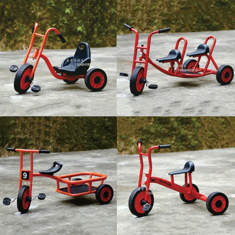 Triciclo para jardín de infantes, bicicleta doble para niños, bicicleta gemela para exteriores, coche giratorio para persona Triple
