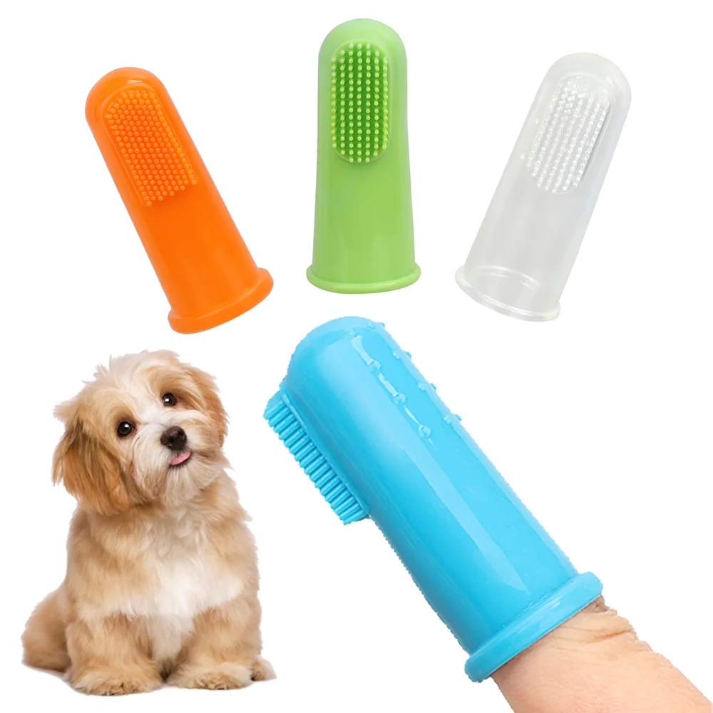 

2 PCS Pet Finger Toothbrush Cat Dog Brushing Supplies Clean Teeth Moss Removal Oral Care Reduce Bad Breath