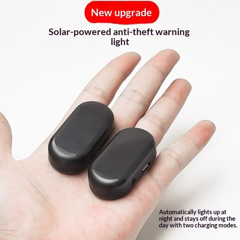 【CR】Solar Simulated Car Anti-Theft Alarm LED Flashing Light Fake Warning Lamp No Power Cost for All Vehicle Auto Security Use